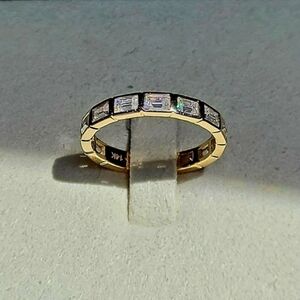Solid 14k gold 2×3mm baguette moissanite eternity band